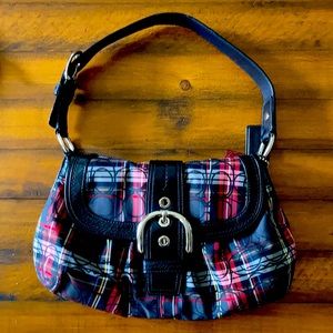 Authentic poppy tartan Coach shoulder bag